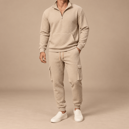 Men's Callum Waffle-Texture Quarter-Zip Tracksuit