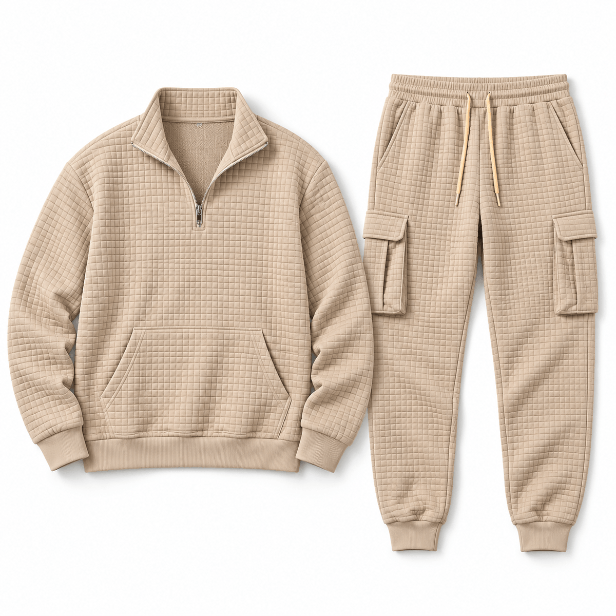Men's Callum Waffle-Texture Quarter-Zip Tracksuit
