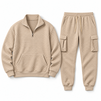 Men's Callum Waffle-Texture Quarter-Zip Tracksuit