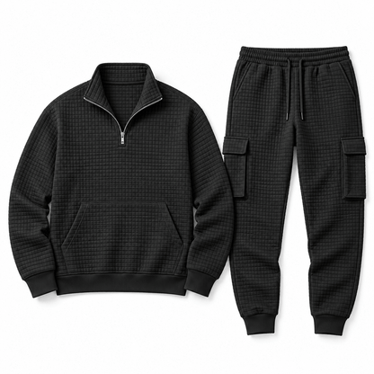 Men's Callum Waffle-Texture Quarter-Zip Tracksuit