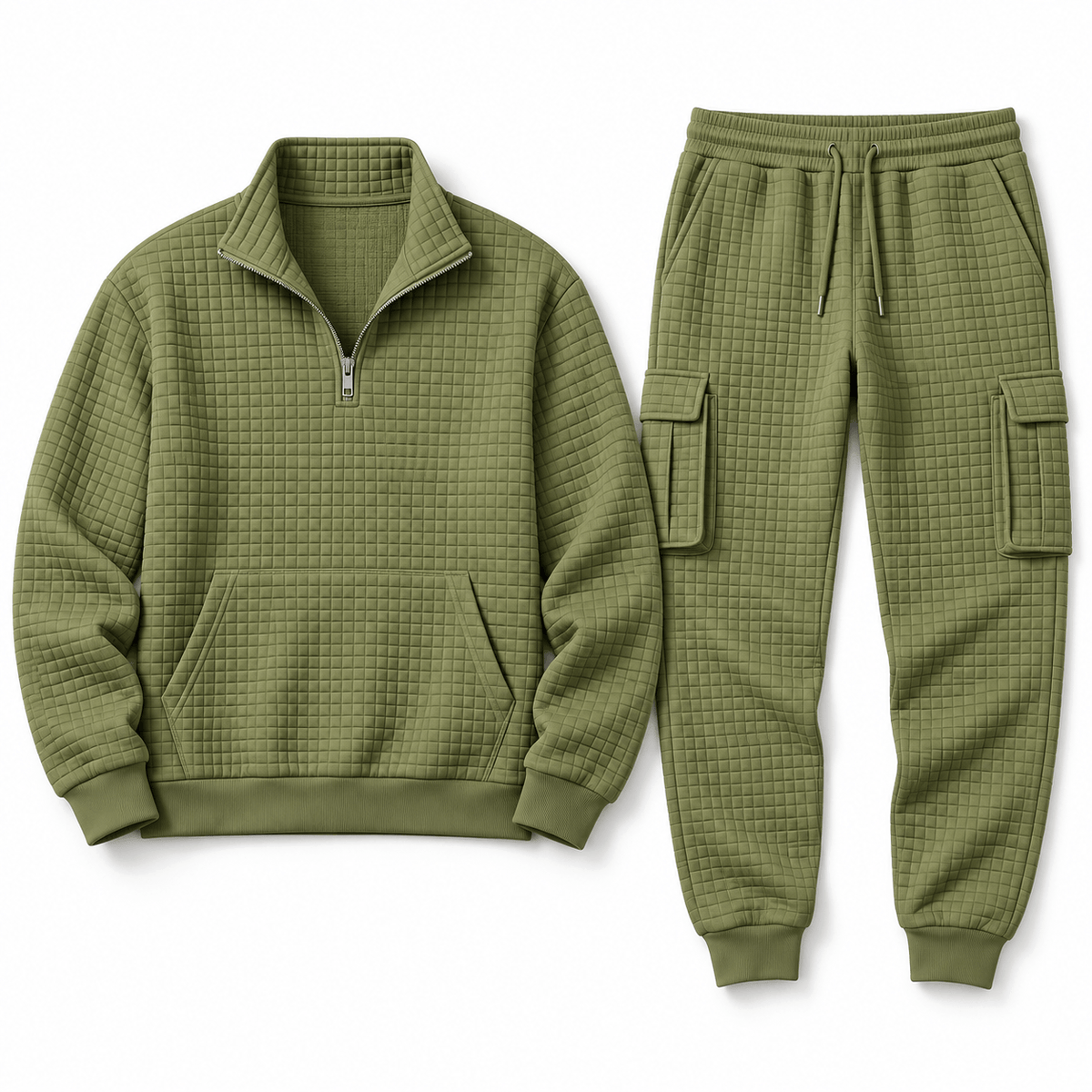 Men's Callum Waffle-Texture Quarter-Zip Tracksuit