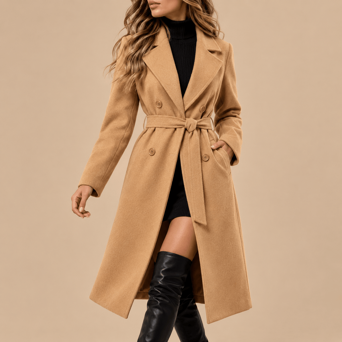 Women's Vivienne Belted Double-Breasted Longline Coat