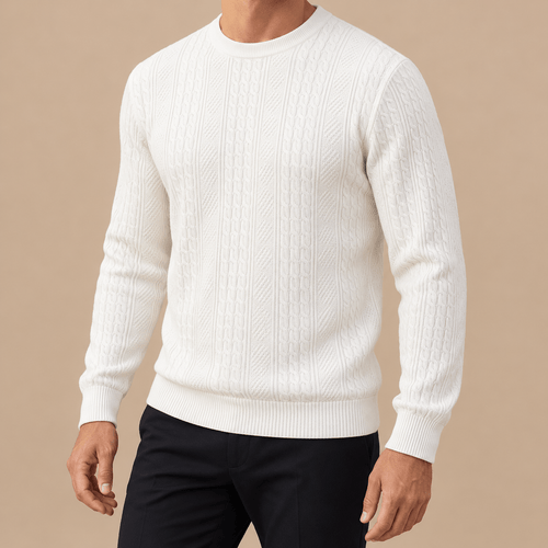 Men's Cedric Cable-Texture Everyday Crew-Neck Jumper