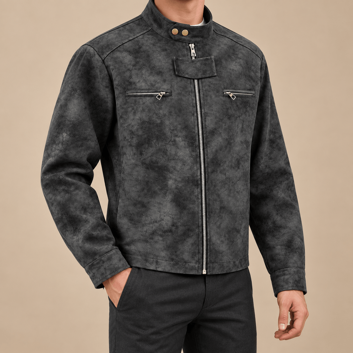 Men's Lucien Vintage Moto Leather-Look Jacket
