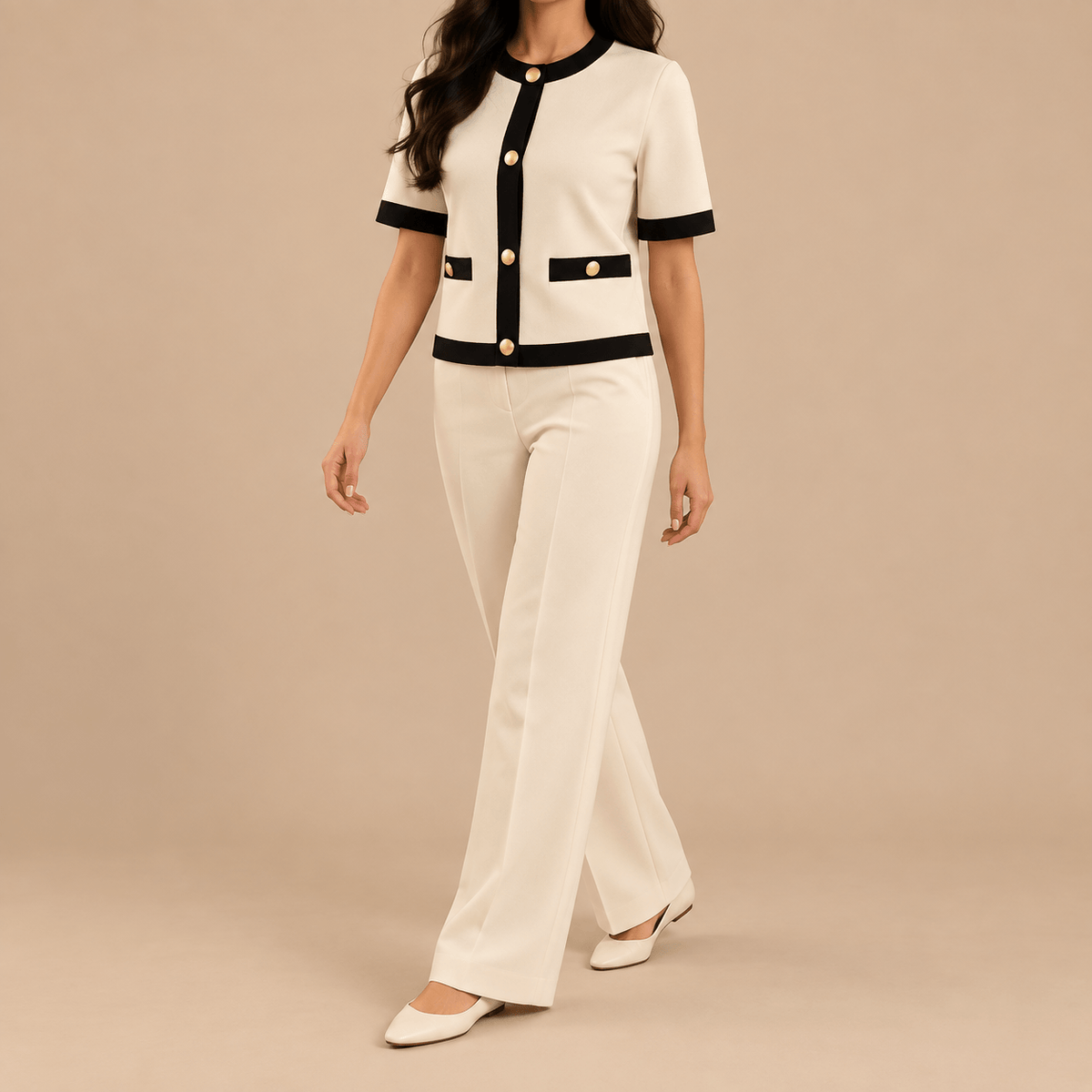 Women's Celeste Contrast-Trim Short-Sleeve Cardigan