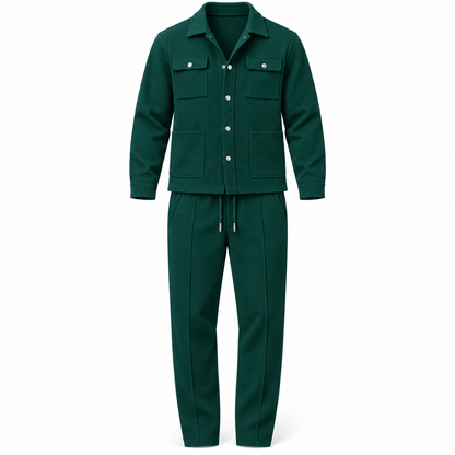 Men's Cassian Waffle-Weave Overshirt & Trouser Set