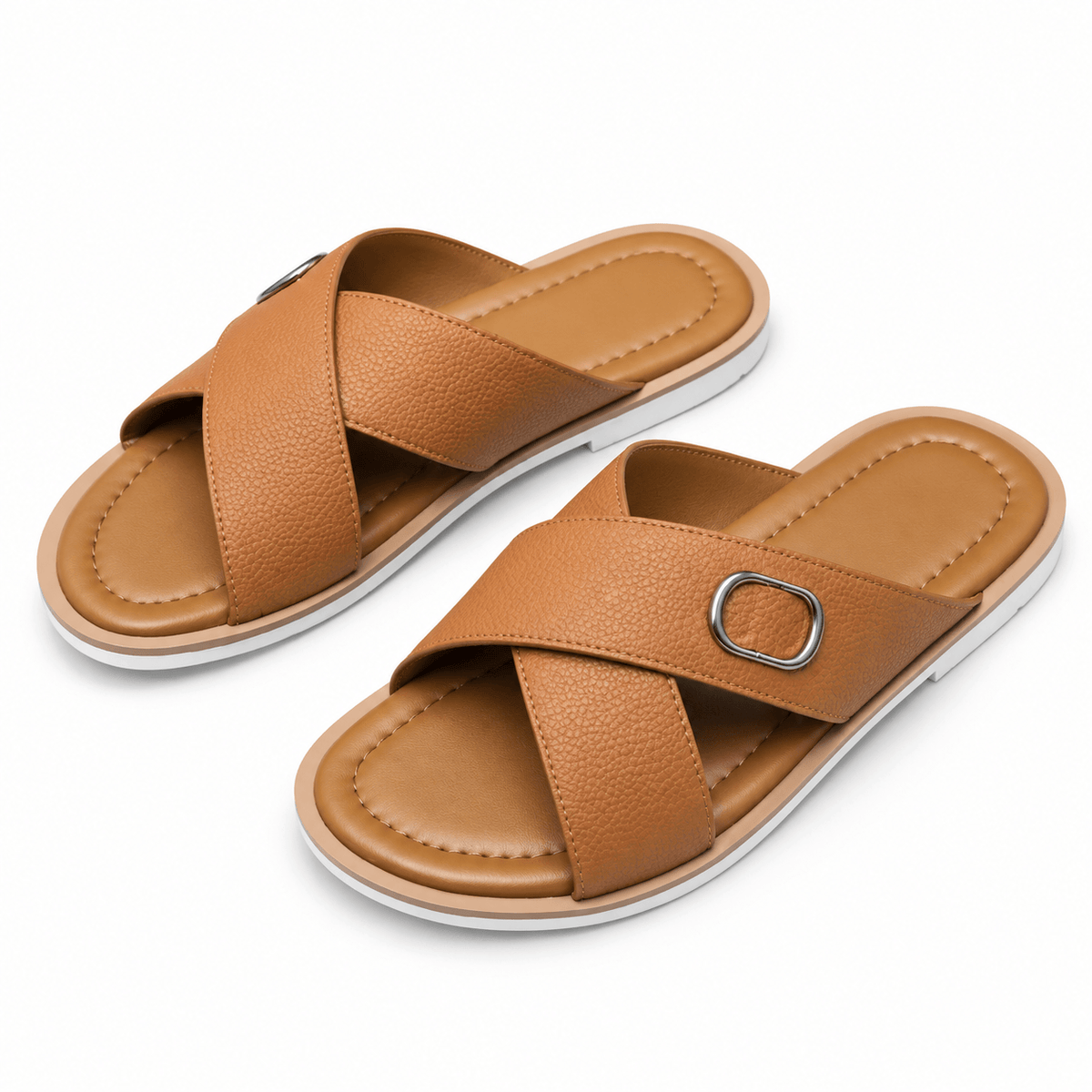 Men's Dorian Buckle-Detail Cross-Strap Slides