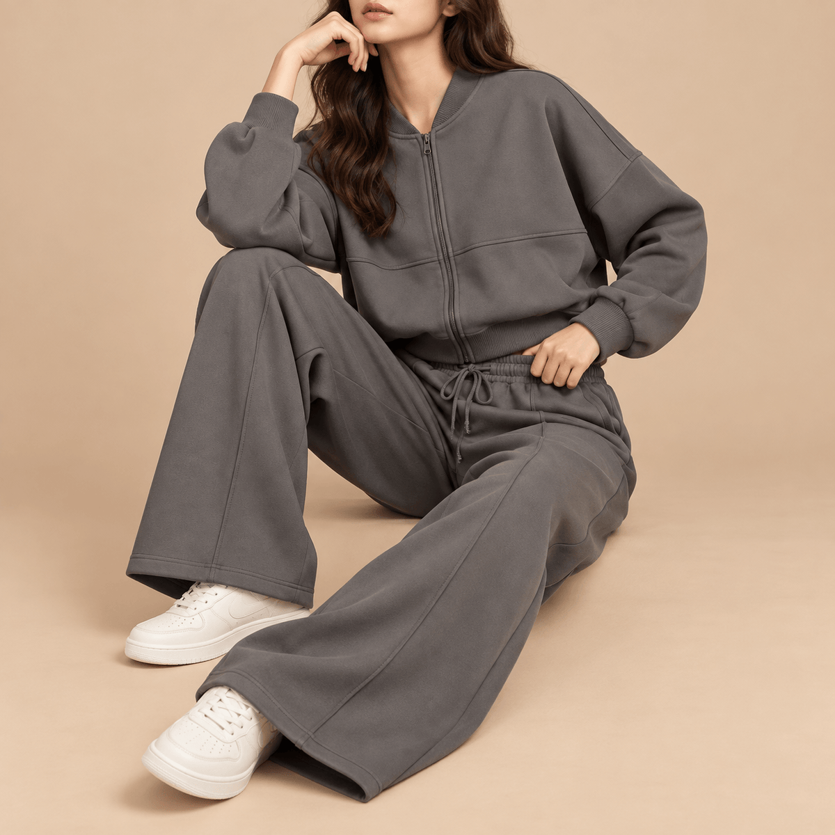 Women's Elara Relaxed Zip Jacket & Wide-Leg Trouser Set
