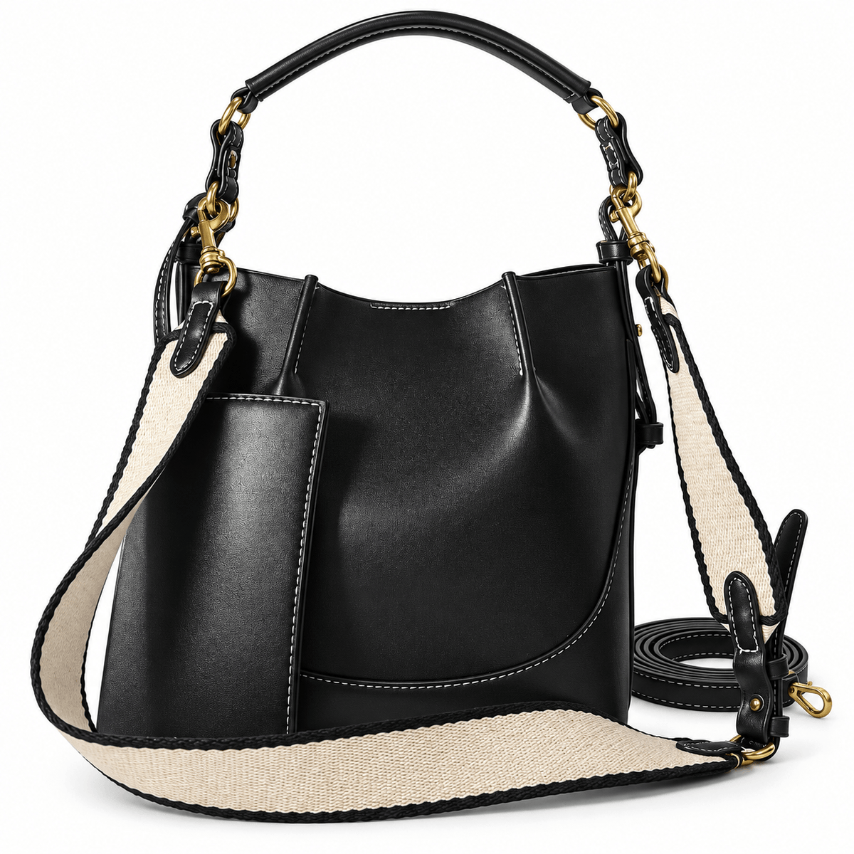Women's Elowen Canvas-Panel Convertible Bucket Bag