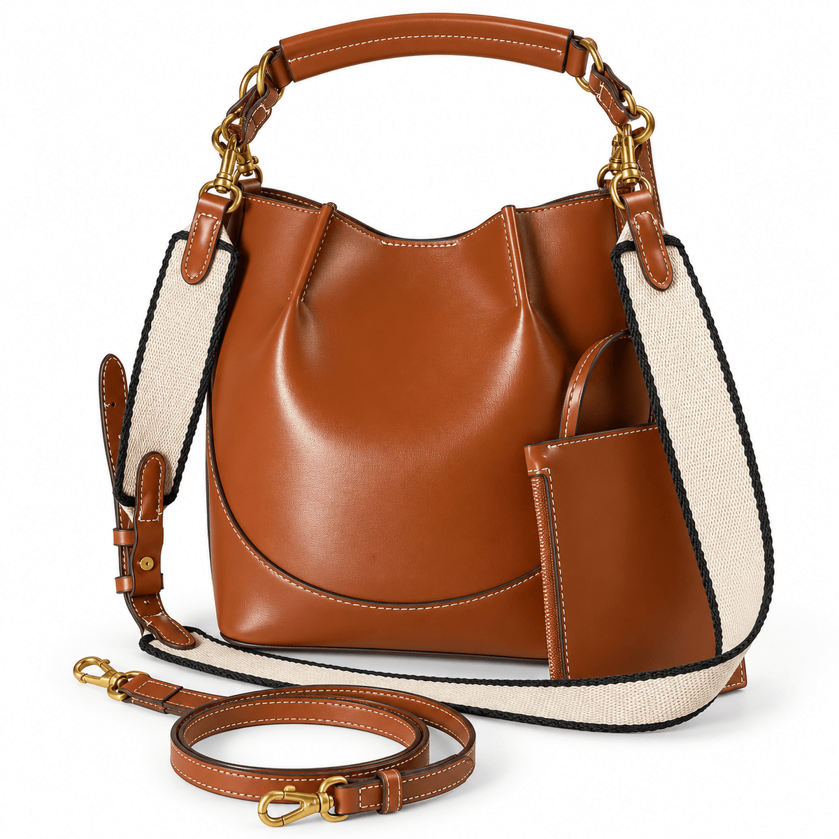 Women's Elowen Canvas-Panel Convertible Bucket Bag