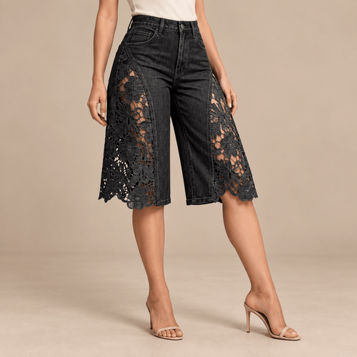 Women's Elowen Floral Cutwork Denim Culottes