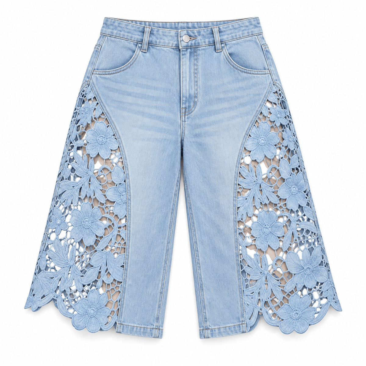 Women's Elowen Floral Cutwork Denim Culottes
