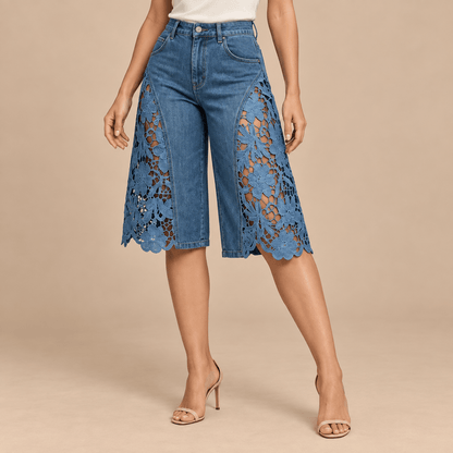 Women's Elowen Floral Cutwork Denim Culottes