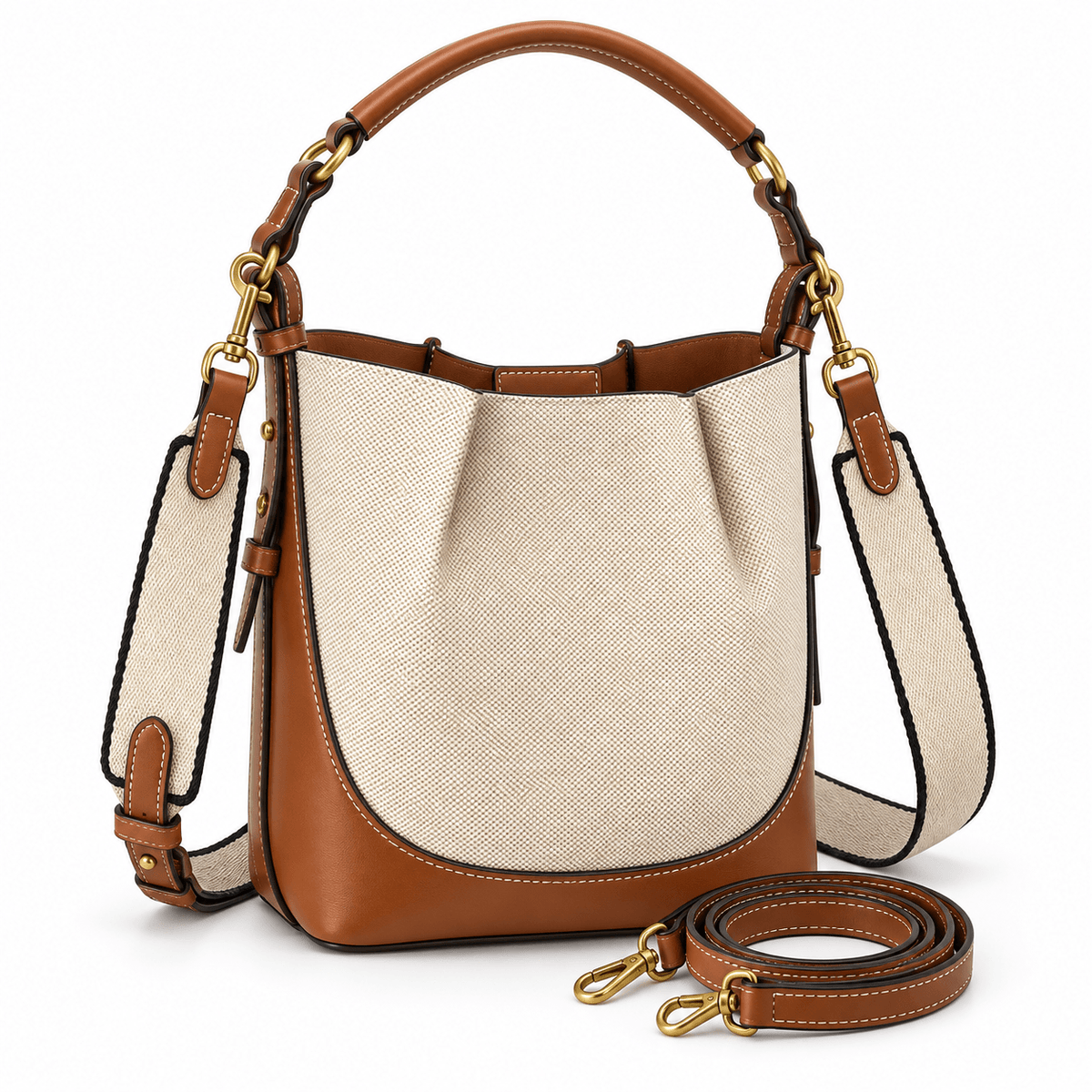Women's Elowen Canvas-Panel Convertible Bucket Bag