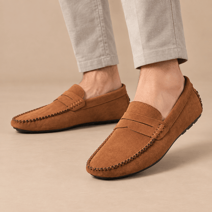 Men's Evander Hand-Stitched Suede-Style Driving Loafers