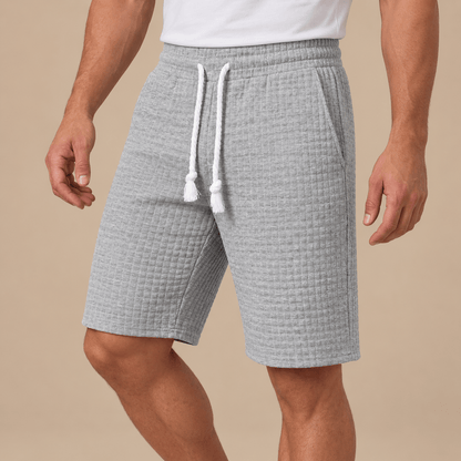 Men's Evander Grid-Texture Leisure Drawstring Shorts