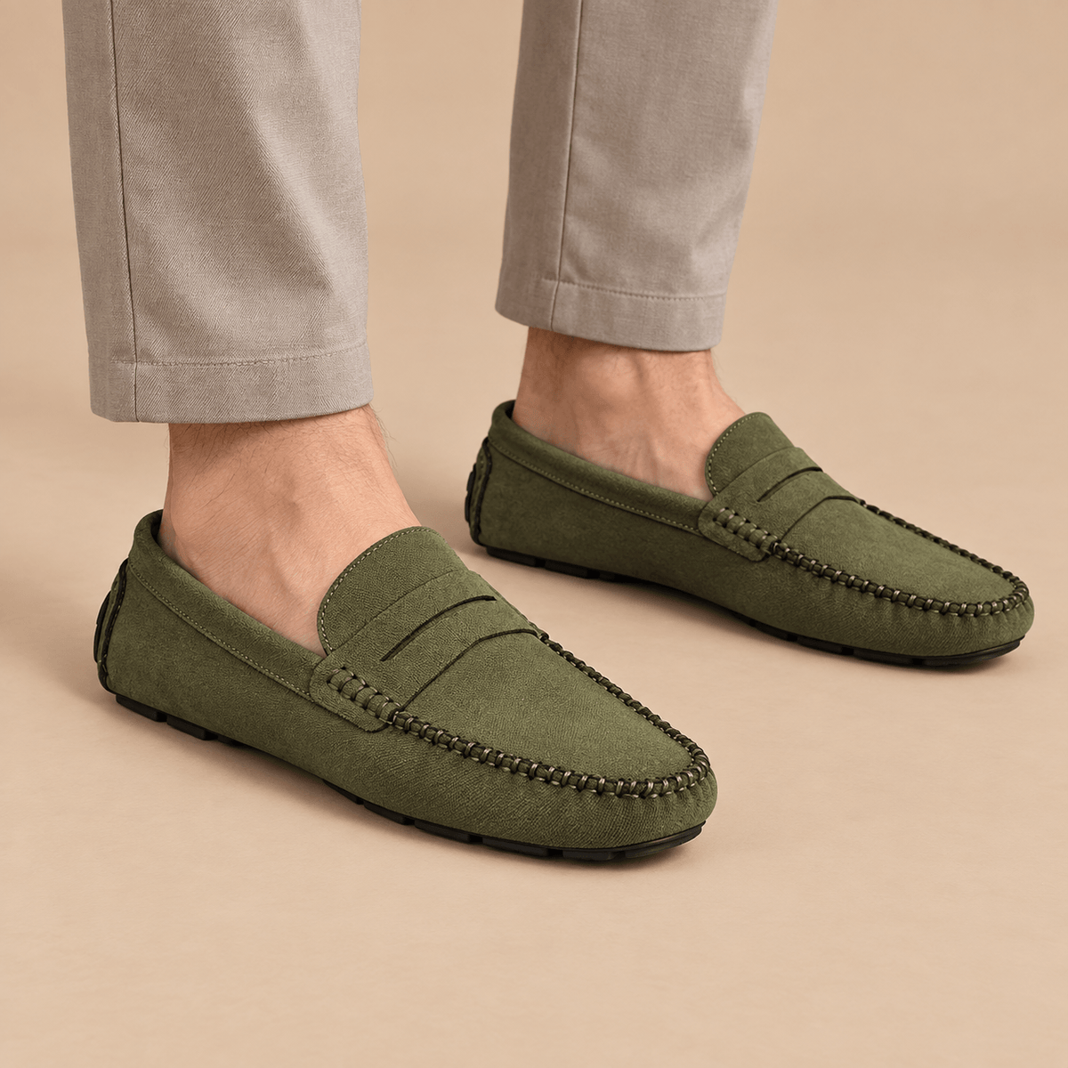 Men's Evander Hand-Stitched Suede-Style Driving Loafers