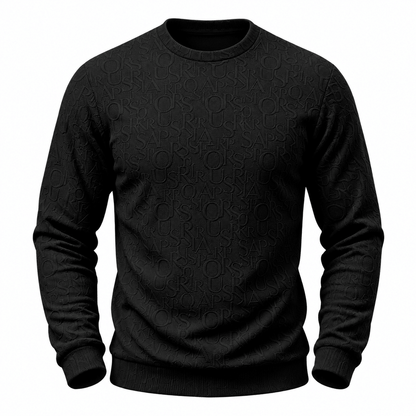 Men's Evander Monogram-Texture Crew Neck Sweater