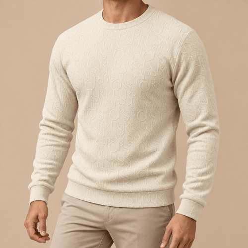 Men's Evander Monogram-Texture Crew Neck Sweater