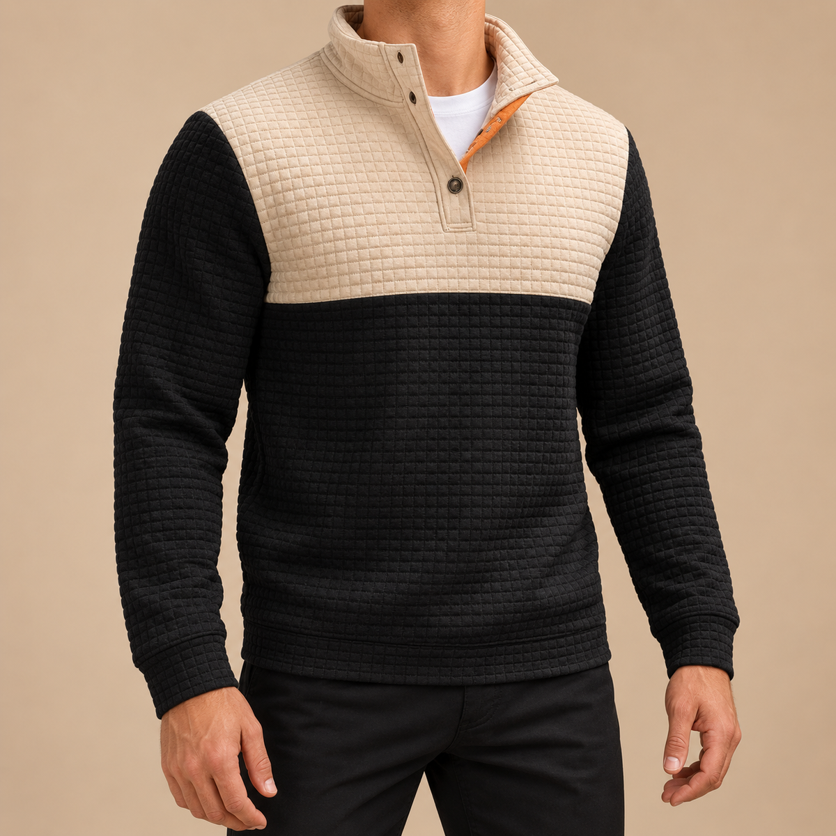 Men's Everett Textured Colour-Block Funnel-Neck Sweatshirt