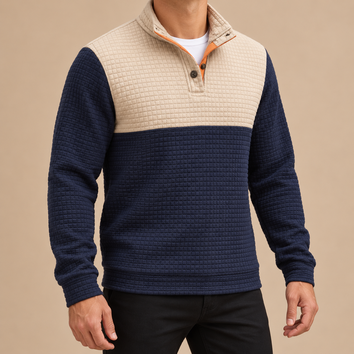 Men's Everett Textured Colour-Block Funnel-Neck Sweatshirt