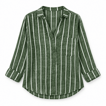 Women's Elara Coastal Stripe Linen Blouse