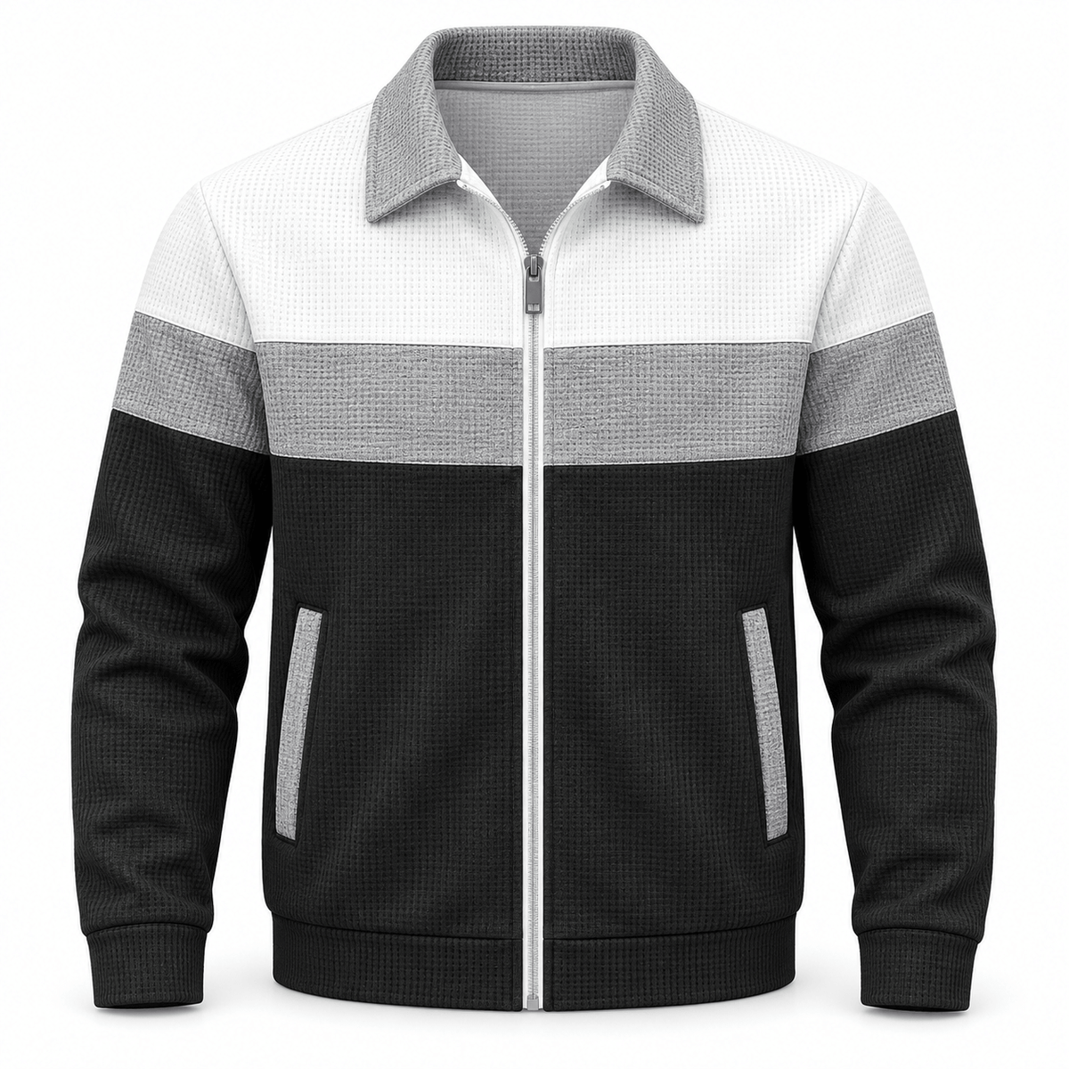 Men's Leandro Waffle-Knit Colour-Block Jacket