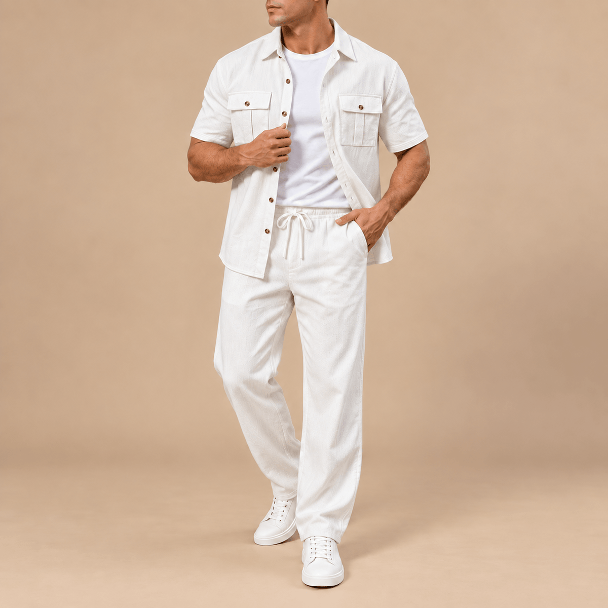 Men's Matteo Relaxed Linen-Style Trouser Set