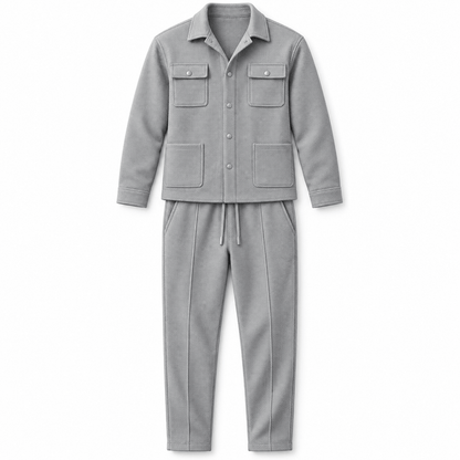 Men's Cassian Waffle-Weave Overshirt & Trouser Set