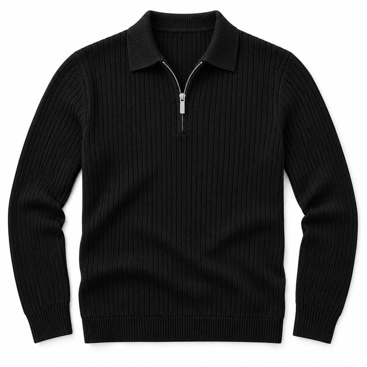 Men's Lorenzo Sculpted Rib-Knit Zip Polo Jumper