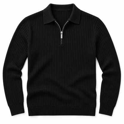 Men's Lorenzo Sculpted Rib-Knit Zip Polo Jumper