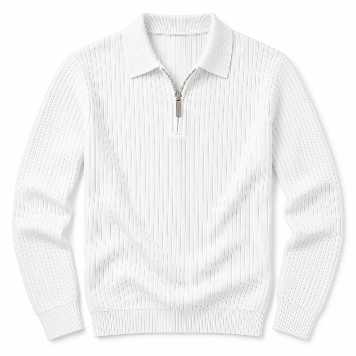 Men's Lorenzo Sculpted Rib-Knit Zip Polo Jumper