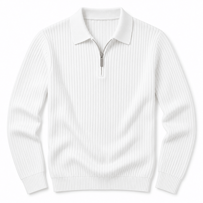 Men's Lorenzo Sculpted Rib-Knit Zip Polo Jumper