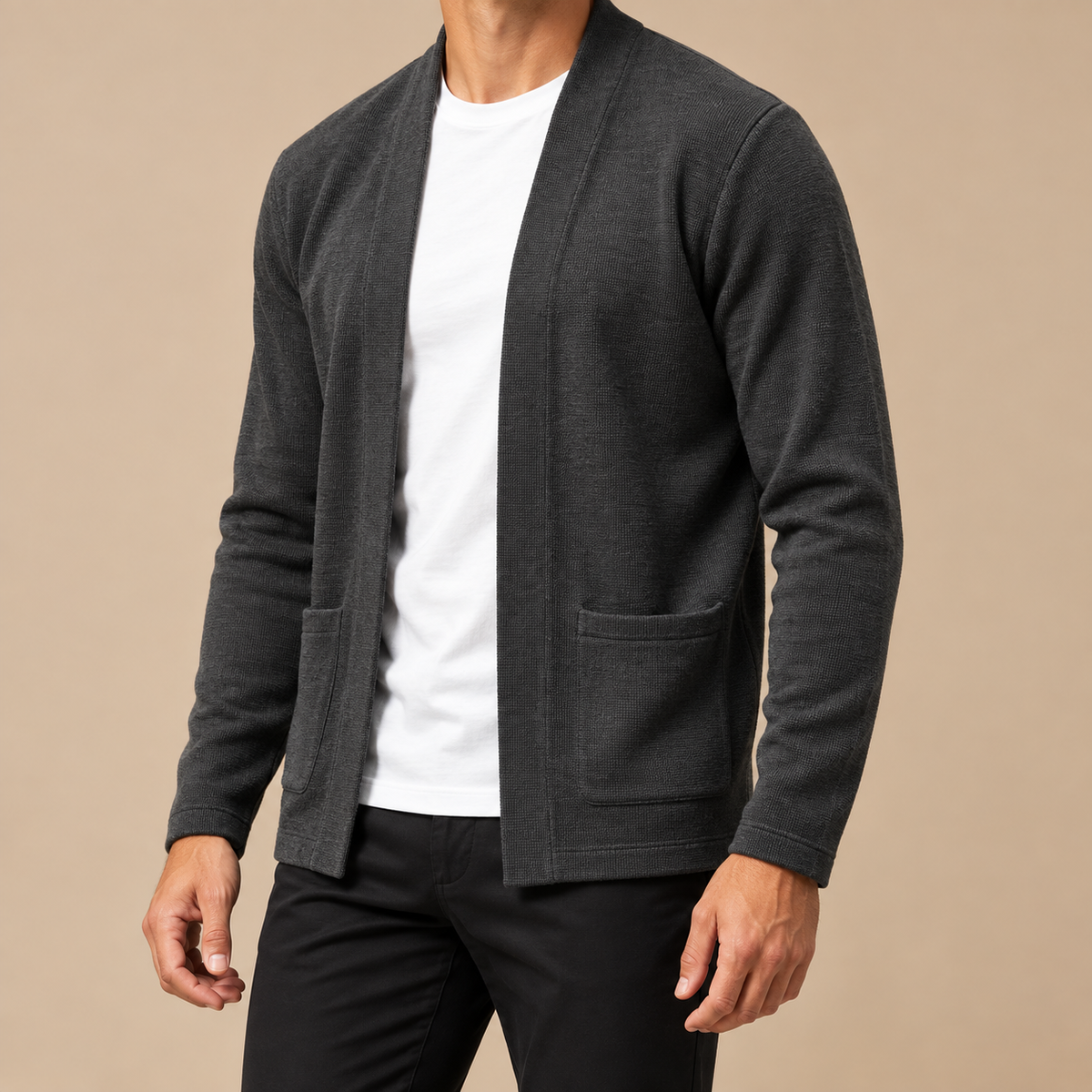 Men's Lucien Open-Front Fine-Knit Cardigan