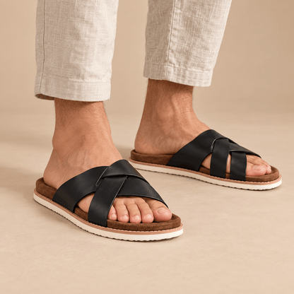 Men's Matteo Woven-Strap Comfort Slides