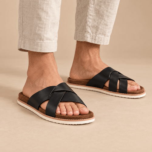 Men's Matteo Woven-Strap Comfort Slides