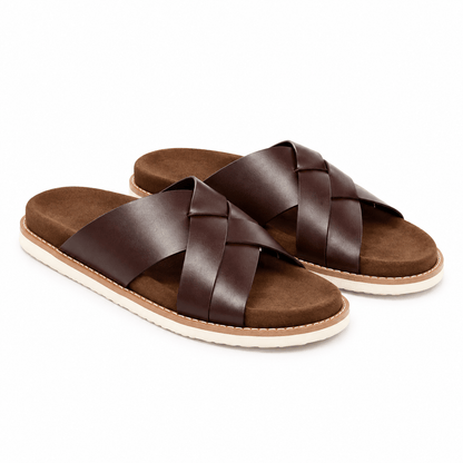 Men's Matteo Woven-Strap Comfort Slides