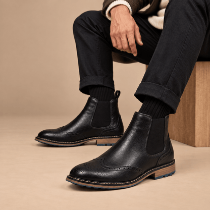 Men's Alaric Brogue Leather-Look Chelsea Boots