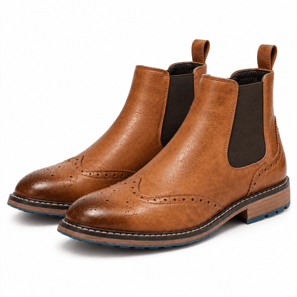 Men's Alaric Brogue Leather-Look Chelsea Boots