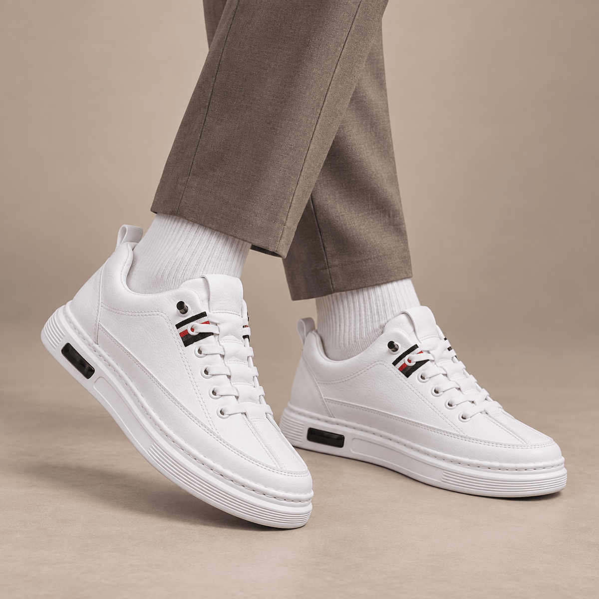 Men's Alessio Retro Panel Leather-Look Trainers