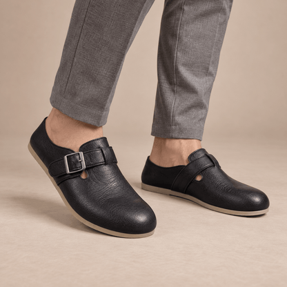 Men's Aurelio Buckled Leather-Look Clog Mules