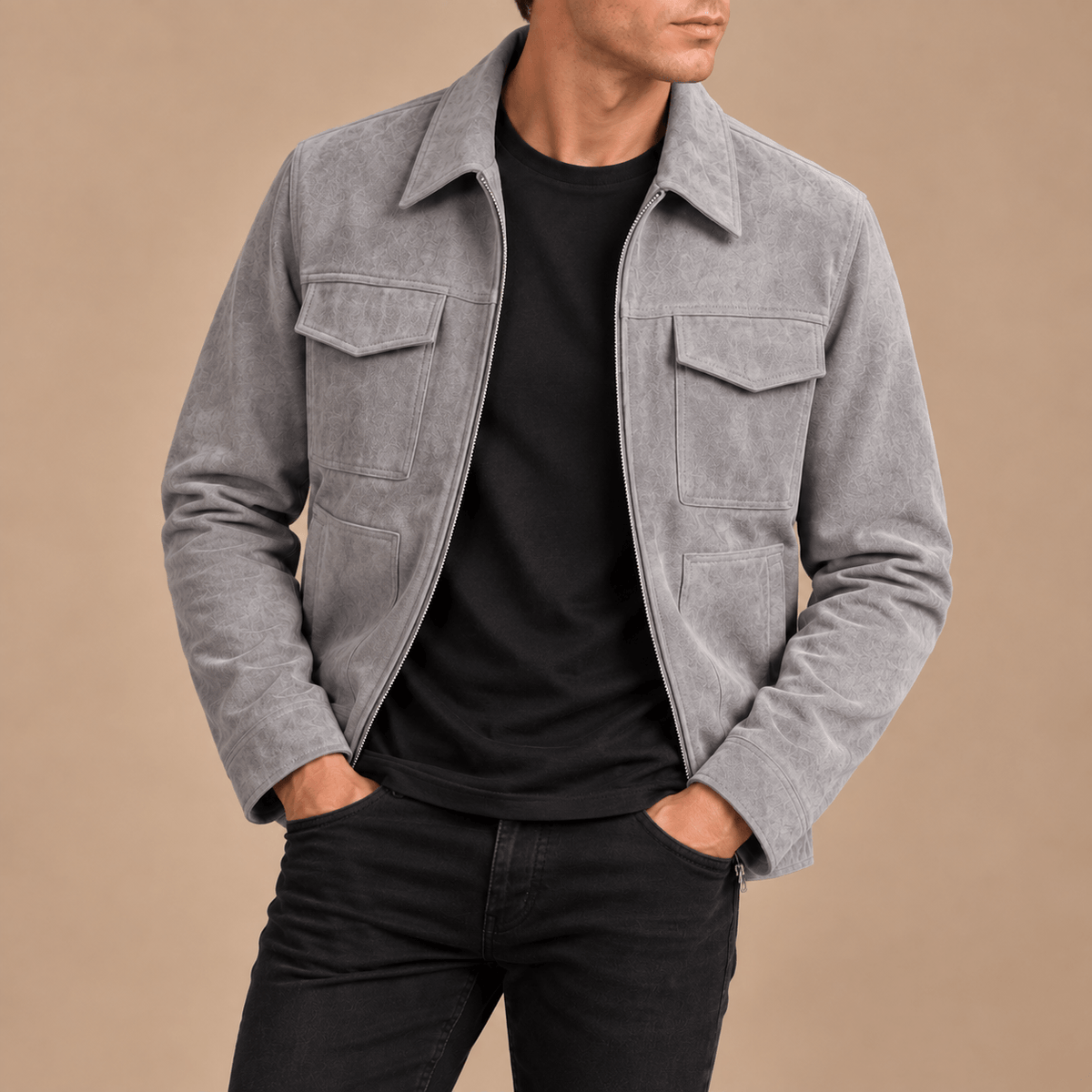 Men's Bramwell Suede-Effect Utility Jacket