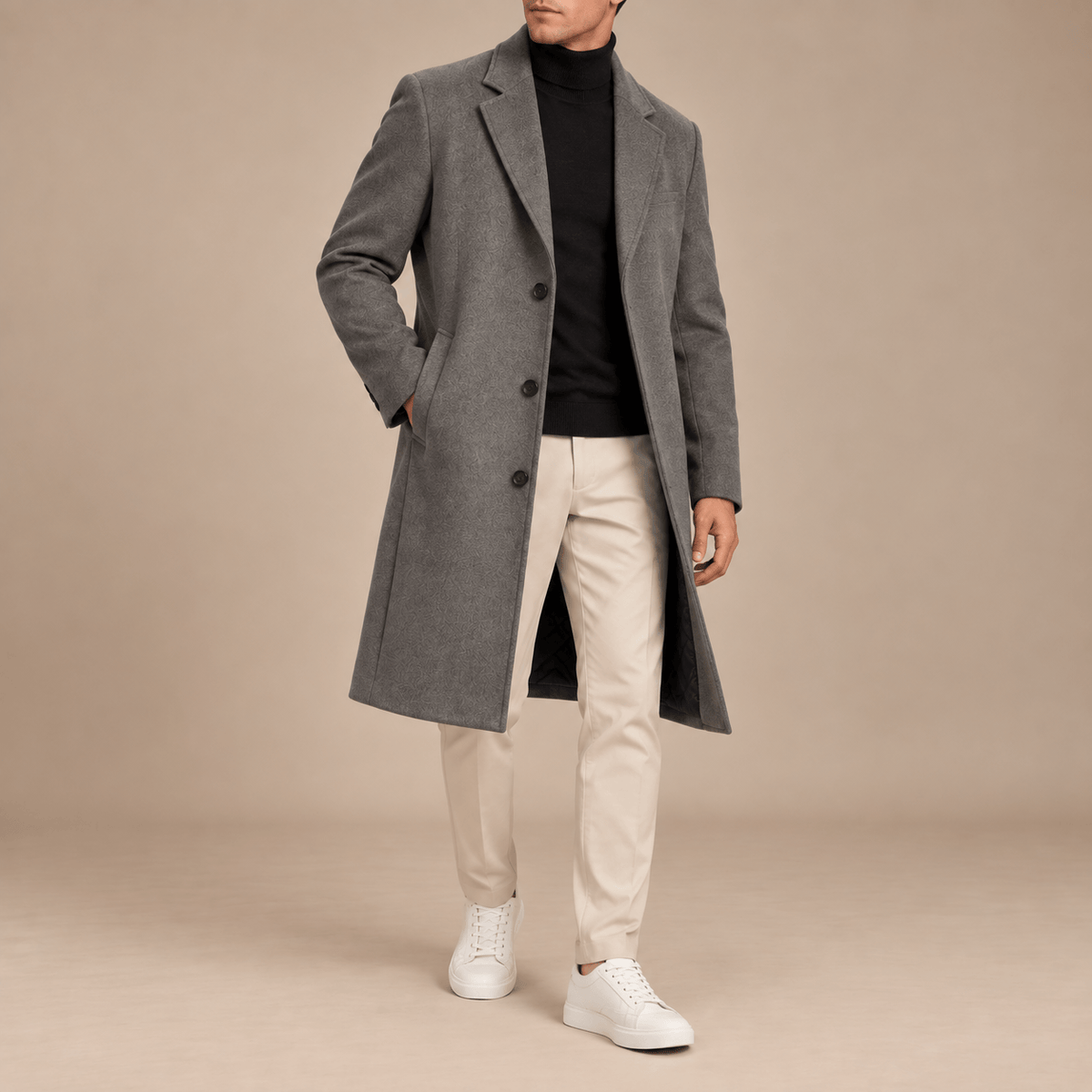 Men's Calder Wool-Blend Tailored Overcoat