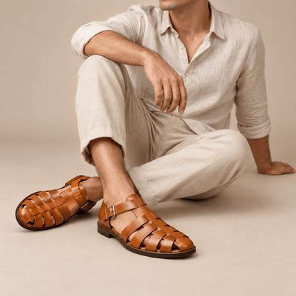 Men's Callan Leather-Look Buckle Slides
