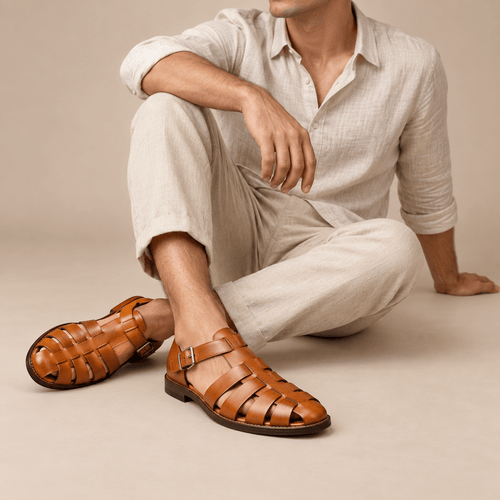 Men's Callan Leather-Look Buckle Slides