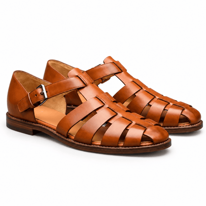 Men's Callan Leather-Look Buckle Slides