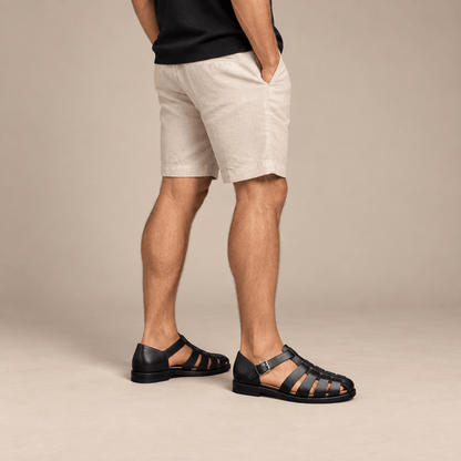 Men's Callan Leather-Look Buckle Slides
