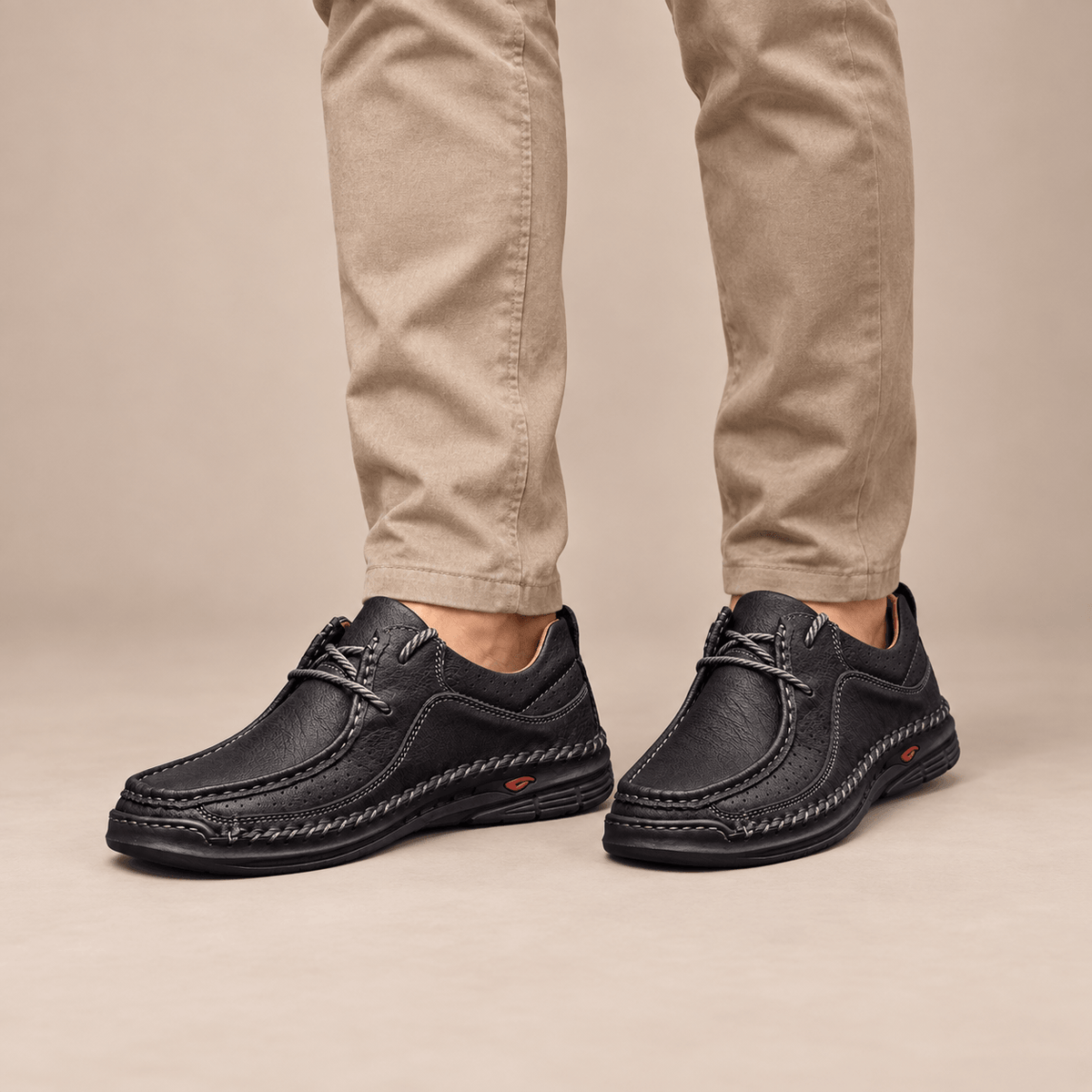 Men's Callum Hand-Stitched Leather-Look Comfort Shoes