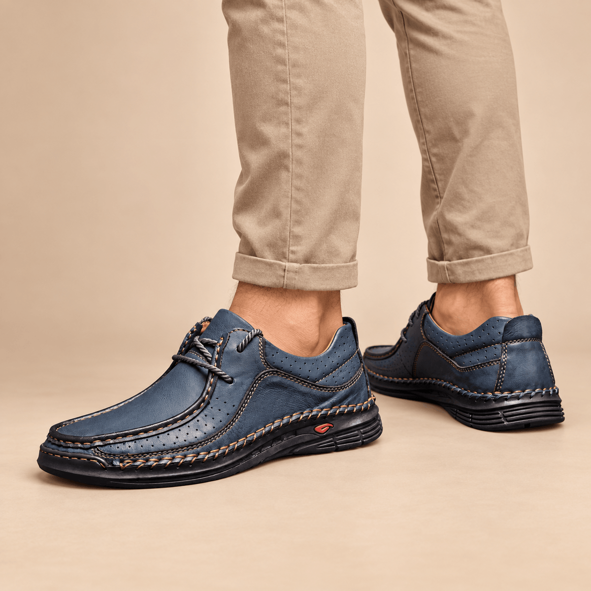 Men's Callum Hand-Stitched Leather-Look Comfort Shoes