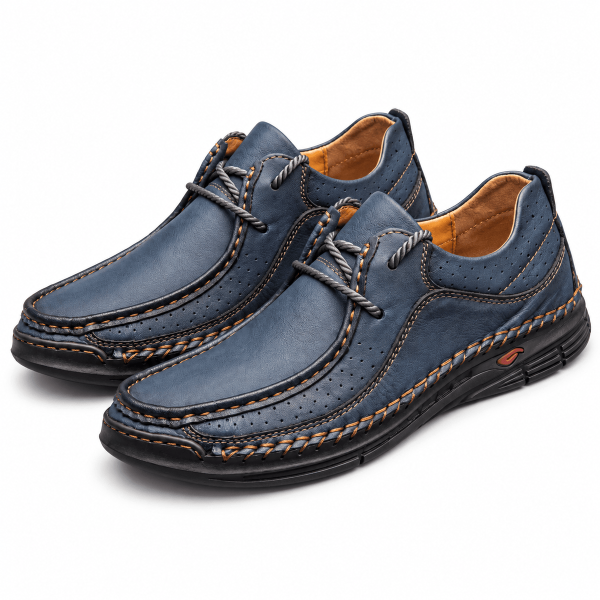Men's Callum Hand-Stitched Leather-Look Comfort Shoes